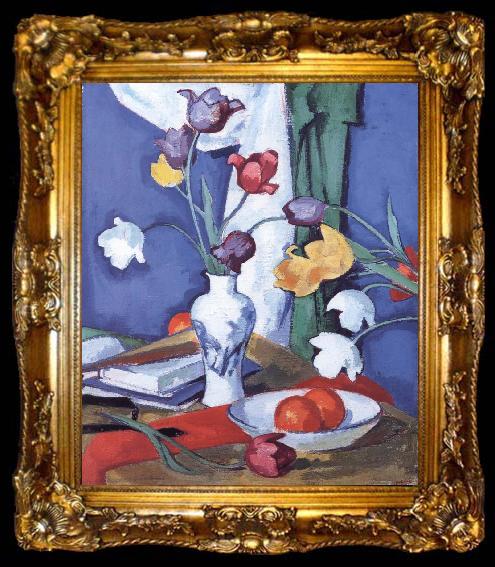 framed  Samuel John Peploe Tulips and Fruit, ta009-2